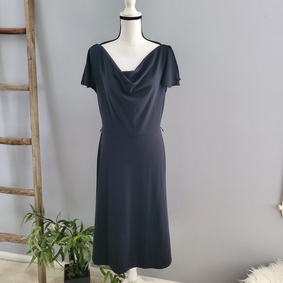 Express Black Draped Neckline A-line Dress 13/14 - Picture 1 of 7